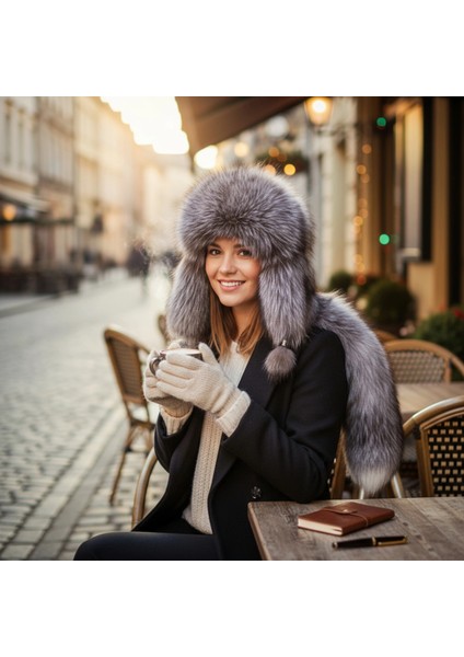 Gerçek Deri Kuyruklu Deri Börk Ushanka Şapka Köklerden Gelen Sıcaklık