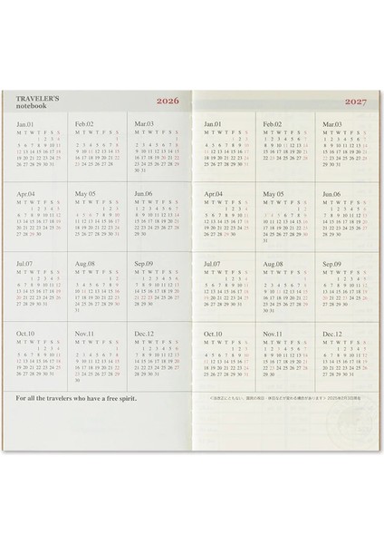 2026 Traveler's Notebook Refill - Standart Size - Weekly Vertical fırsatları