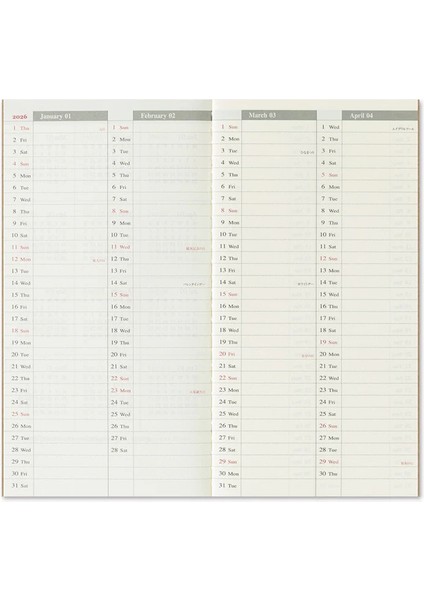 2026 Traveler's Notebook Refill - Standart Size - Weekly Vertical indirimleri