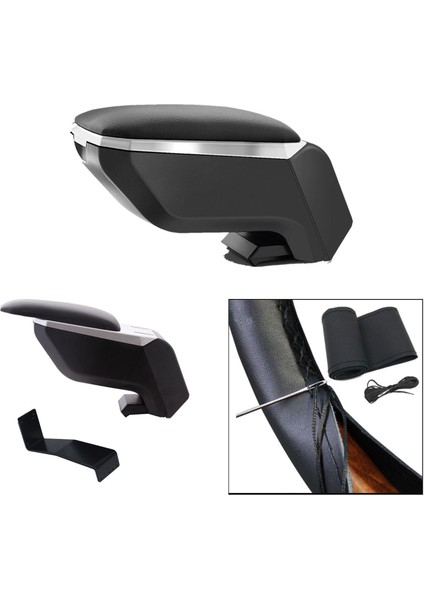 Lüks Set Dacia Logan 2019 Delmesiz Çelik Ayaklı Gri-Siyah Kolçak Kol Dayama, Direksiyon Kılıfı indirimleri