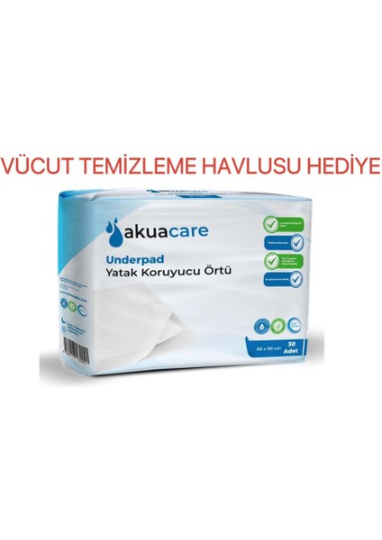 Hasta Alt Açma Yatak Koruyucu Örtü 60*90 cm 30 Adet(Vücut Temizleme Havlusu Hediye)
