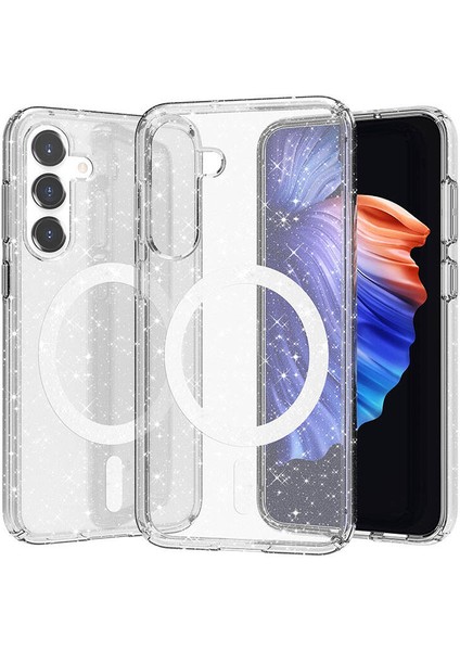 Galaxy S23 Fe Kılıf M-Safe Şarj Özellikli Parlayan Simli Saydam Renkli Zore Allstar Kapak