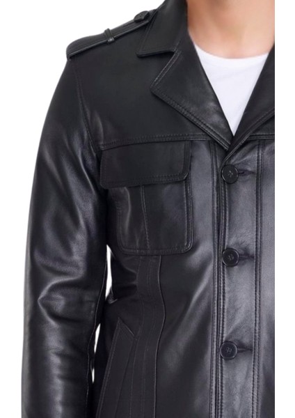 David Hakiki Deri Erkek Siyah Cep Kapaklı Spor Ceket fiyatları