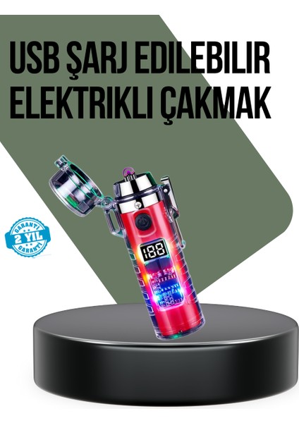 Güç Göstergeli Şarjlı Fenerli USB Elektrikli Çakmak