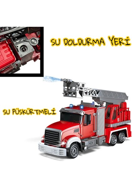 Sesli ve Işıklı USB Şarjlı Uzaktan Kumandalı Itfaiye Aracı 35 Cm- Su Püskürtmeli Itfaiye Aracı