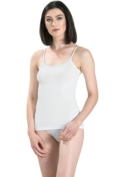 Kadın 3'lü Siyah Modal Önü Dantelli Ip Askılı Atlet