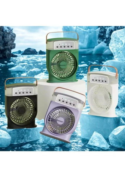 Şarjlı 600 ml Su Hazneli Taşınabilir Masaüstü Vanilatör Güçlü Fan ve 2000 Mah Pil Yeşil fırsatları