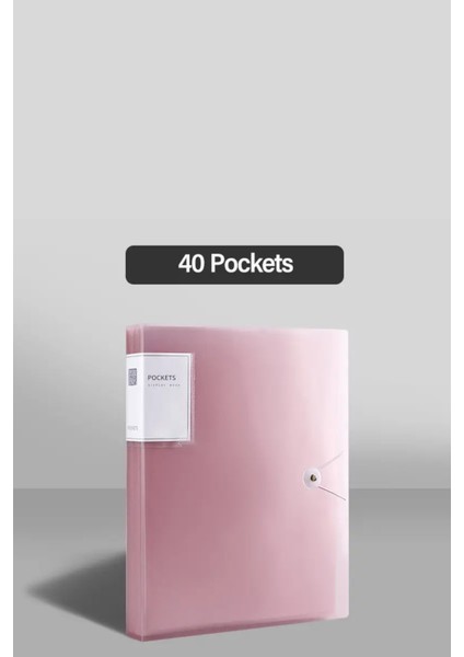 A4 Sunum Dosyası, Resim Çantası, 40 Cepli-80 Resim Kapasiteli, Pembe