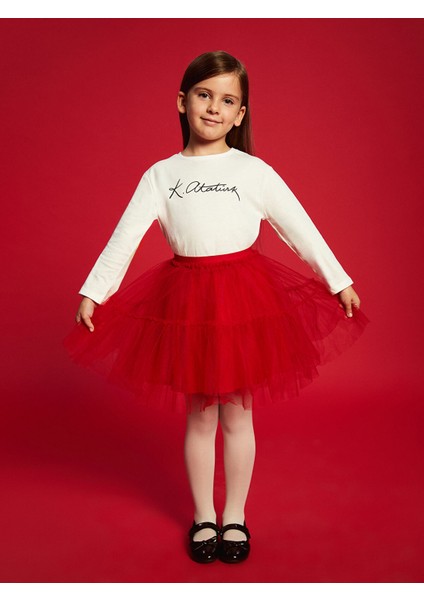 Yeni Sezon Beli Lastikli Basic Kız Çocuk Etek ve Külotlu Çorap 2'li Takım