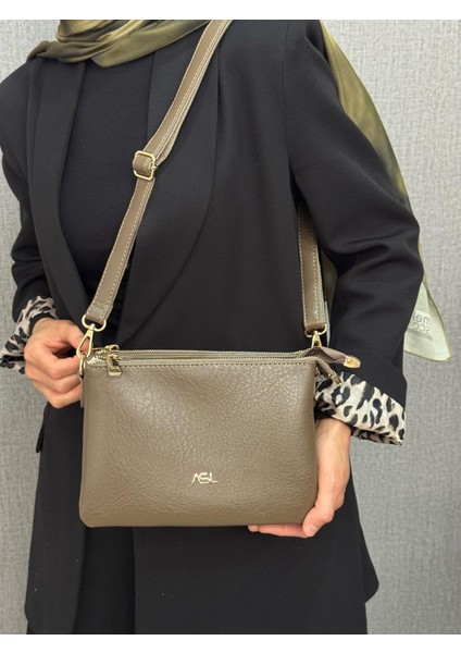 ,üç Bölmeli,fermuar Detaylı , Vizon Bayan Çapraz Çantası fiyatları