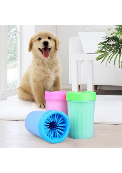 Silikon Jel Fırçalı Kedi Köpek Pati Ayak Yıkama Temizleme Kovası (Küçük) (4887)