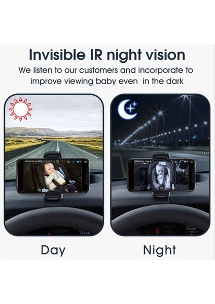 Wifi Bebek Bez Monitörü Bebek Arka Koltuk Kablosuz Izleme Kamerası 360 ° Dönen Gece Görüş (Yurt Dışından) indirimleri