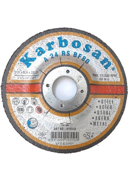 Karbosan Metal Taşlama Diski 115X6,4X22,23