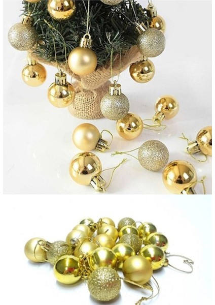 12'li Parlak ve Simli 4 cm Çam Ağacı Süsü Seti, Noel Dekorasyonu