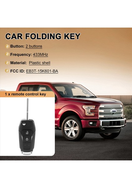 Araba Akıllı Uzaktan Anahtar 2 Düğmesi 433MHZ Ford Ranger F150 2015 2016 2017 2018 ID49 PCF7945P EB3T-15K601-BA (Yurt Dışından) fırsatları