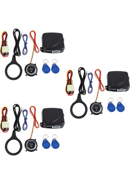 3x Akıllı Rfıd Araç Alarm Sistemi Itme Motoru Başlat Durdur Düğmesi Kilitli Ateşleme Immobilizer Uzaktan Anahtarsız 12V (Yurt Dışından)