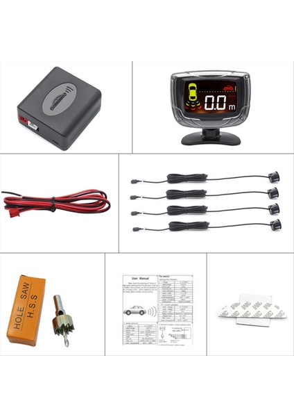 Kablosuz Park Sensörü Kiti LCD Ekran 4 Radar Probları 65DB Buzzer Uyarısı Ters Park Izleme Dedektörü Sistemi (Yurt Dışından) modelleri
