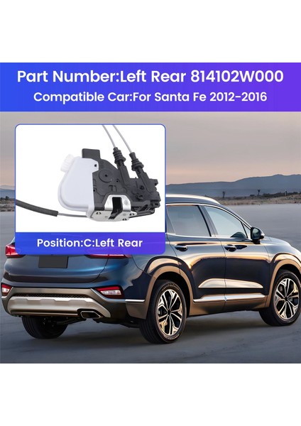 Sol Arka Kapı Kilidi Aktüatör Kapı Kilidi Aktüatör Mandal Motoru 814102W000 Hyundai Santa Fe 2012-2016 (Yurt Dışından) indirimleri