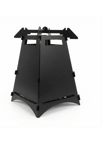 Pratik Montajlı Bushcraft Kamp Ocağı - Taşınabilir Çelik Roket Soba - Demonte Odun Sobası