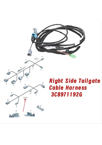 Sağ Taraf Bagaj Kablo Kablo Demeti 3C8971192G Volkswagen cc Için 2013-2018 Arka Kapı Ters Kablolar 3c8 971 192 G (Yurt Dışından) fiyatları