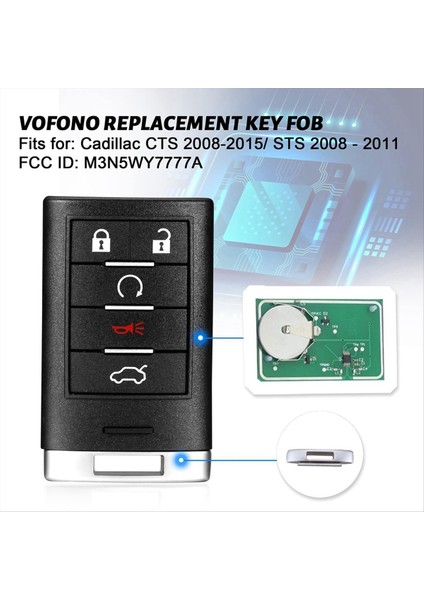 Anahtarsız Giriş Cadillac Cts 2008-2015 Sts 2008-2011 Anahtar Fob M3N5WY7777A 5 Düğmeleri (Yurt Dışından) modelleri