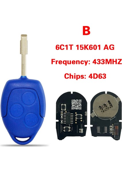 3 Düğme Akıllı Anahtar 433MHZ 4D63 Chıp 6C1T-15K601-AG Ford Transit 2006-2014 Aksesuarlar (Yurt Dışından) fırsatları