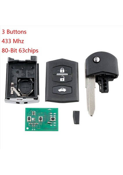 2x Araç Akıllı Uzaktan Anahtar 3 Düğmeleri 80-Bit 63 Yonga Araba Anahtarı Fob Mazda Için Uygun 2 3 5 6 Rx8 Mx5 433MHZ (Yurt Dışından) fiyatları