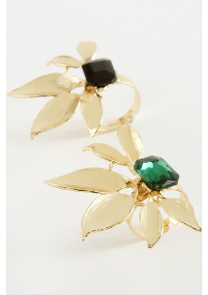 Çiçek Metal Taşlı Yüzük 1 Adet