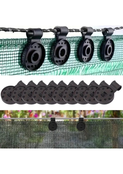 10 Adet Güneşlik Filesi Sabitleme Klipsleri, Gölgelik Bezi ve Brandalar Için Dayanıklı Plastik Kelepçe Kancaları