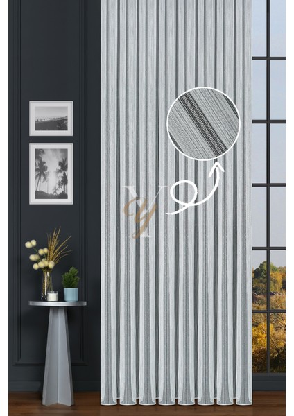 Yasemin Raporlu Çelik Tül Perde V-Gümüş