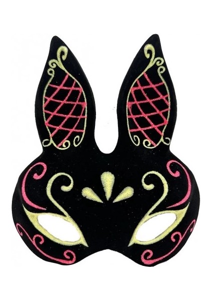 Siyah Kırmızı Gold Tavşan Maskesi