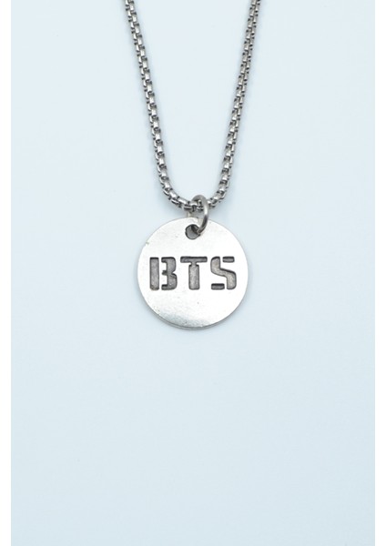 Bts Madalyon Gümüş Kaplama Örme Zincir Kolye
