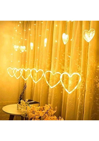 Kalp Dekorlu Animasyonlu Perde LED Işık 3 Metre fiyatları