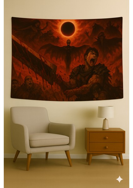 Berserk Temalı Duvar Örtüsü Ev Dekorasyon Duvar Halısı Tapestry