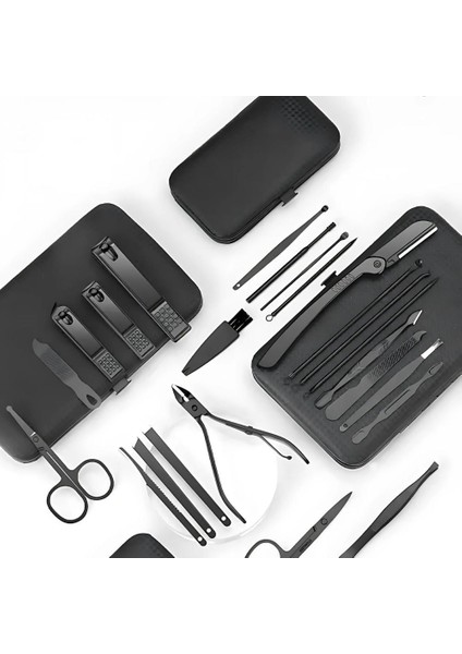24 Lü Profesyonel Manikür Pedikür Seti - Çelik Siyah | Erkek & Kadın | Premium Bakım Çantası fiyatları
