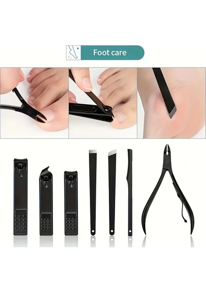 24 Lü Profesyonel Manikür Pedikür Seti - Çelik Siyah | Erkek & Kadın | Premium Bakım Çantası modelleri