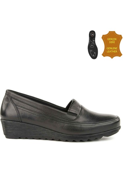 Muya Momento 6 Nokta Anatomik %100 Deri Kadın Ayakkabı Siyah