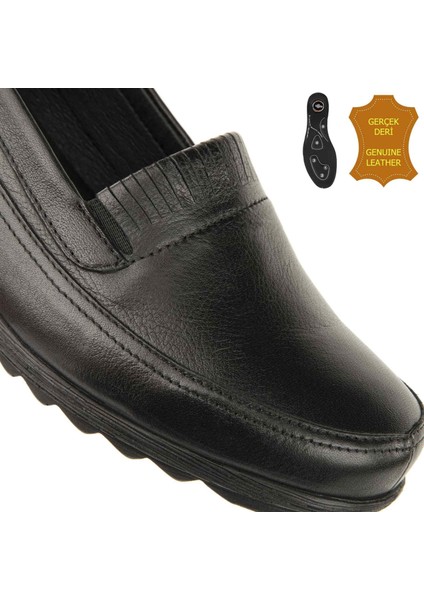 Muya Momento 6 Nokta Anatomik %100 Deri Kadın Ayakkabı Siyah