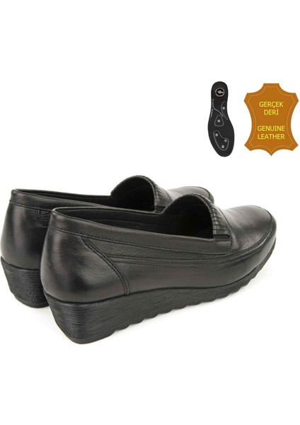 Muya Momento 6 Nokta Anatomik %100 Deri Kadın Ayakkabı Siyah