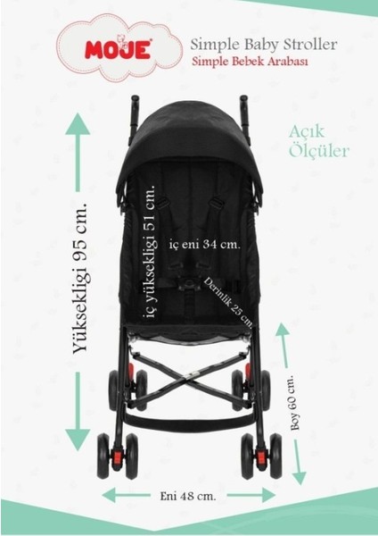Moje Simple Pratik Baston Bebek Arabası Gri fırsatları
