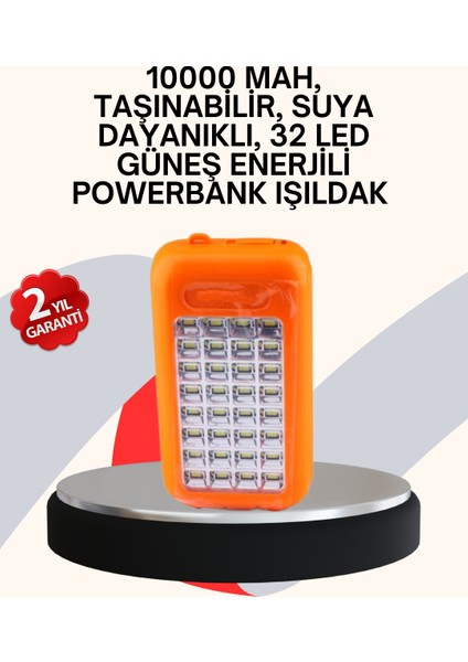 Güneş Paneli ile Şarj Olan 32 Led’li Powerbank Cihazı
