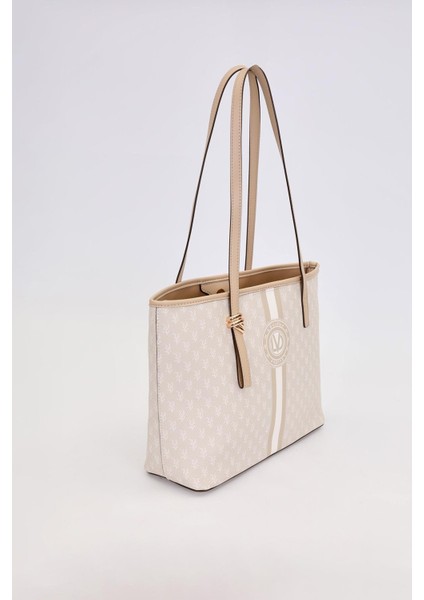 Krem Gold Akseusar Detaylı Omuz Çantası