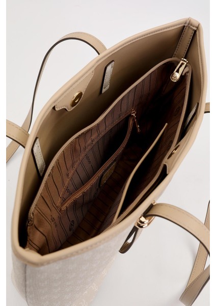 Krem Gold Akseusar Detaylı Omuz Çantası