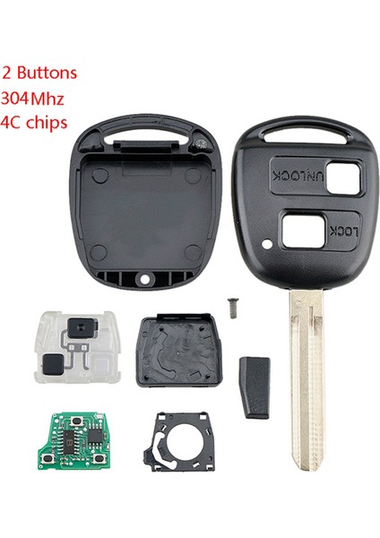 2x Araç Akıllı Uzaktan Anahtar 2 Düğmeleri 4c Chıp Araç Keyaf Fob Toyota Corolla Için Uyut 2001-2007 304MHZ (Yurt Dışından) fiyatları