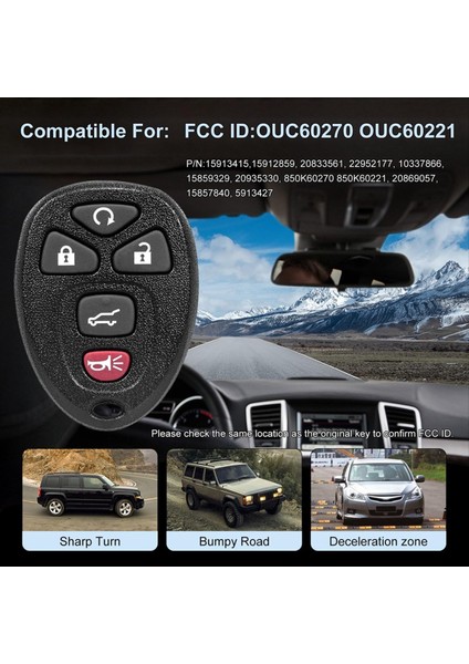 Car Key Fob Chevy Traverse Tahoe Banliyö Gmc Acadia Yukon Xl Buick Enclave Cadillac Escalade OUC60270 (Yurt Dışından) fırsatları
