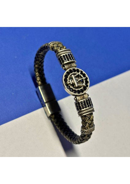 El Işçiliği ile Üretilmiş Hakiki Deri Erkek Bileklik