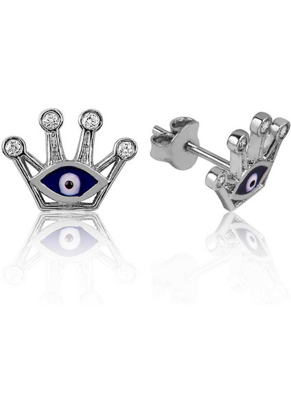 925 Ayar Gümüş Nazarlı Kraliçe Tacı Çivili Küpe EA1160113 (972972) fiyatları