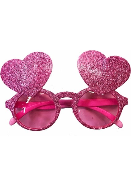 Pembe Renk Sim Işlenmiş Kalp Figürlü Yılbaşı Parti Gözlüğü (4940)