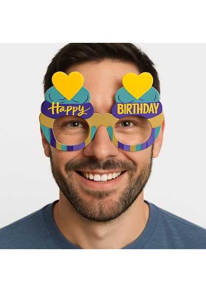 Cupcake Temalı Doğum Günü Renkli Karton Happy Birthday Gözlüğü 6 Adet (4940) fiyatları