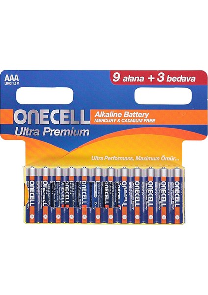 Ultra Premium Alkalin Aaa Boy Pil 9+3 (3 Adet)